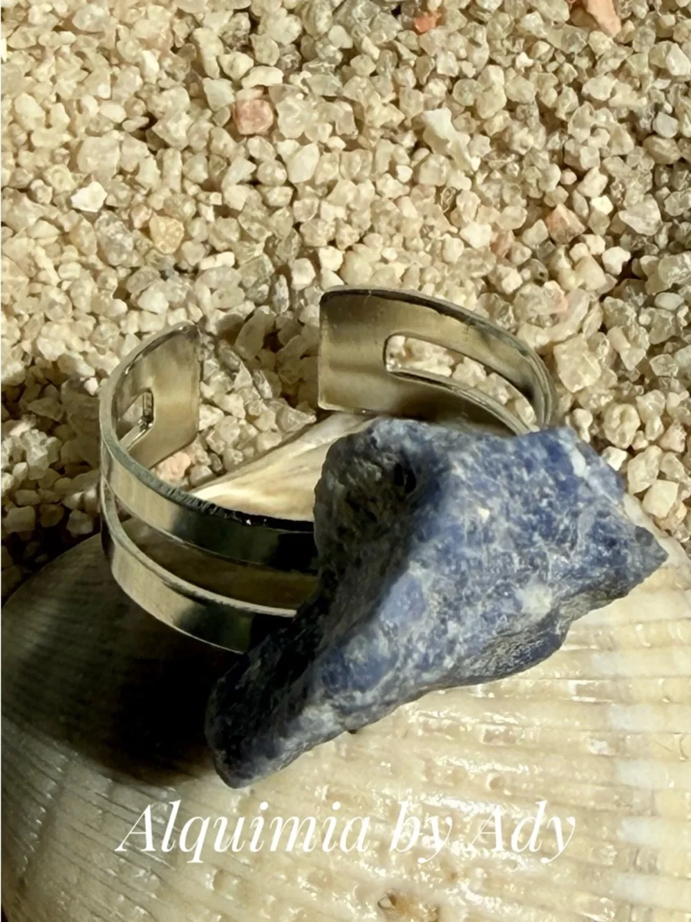 BRUTALIST Silver Ring with RAW Blue Stone SODALITE Accent